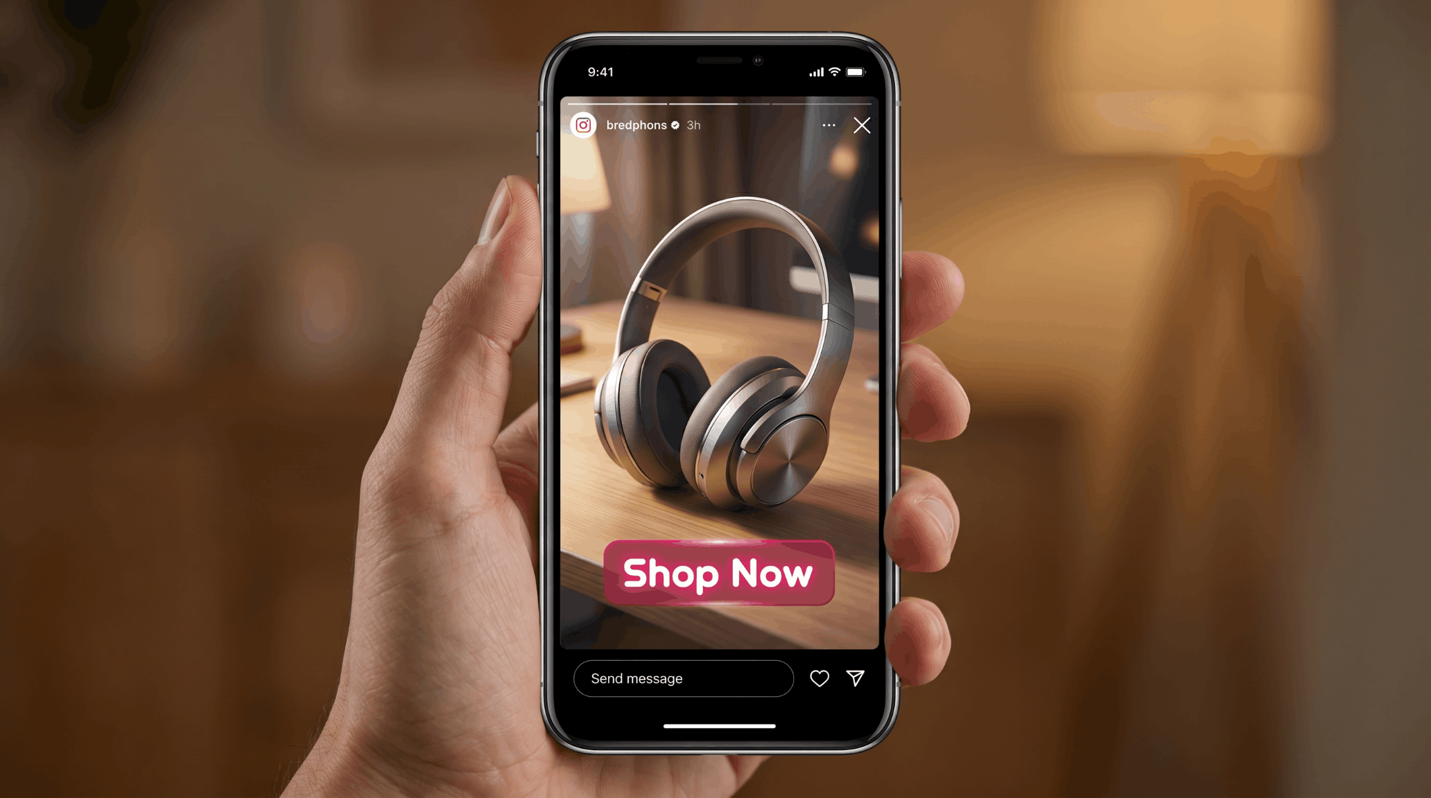 Instagram story with Shop Now glass label created using Fonto app